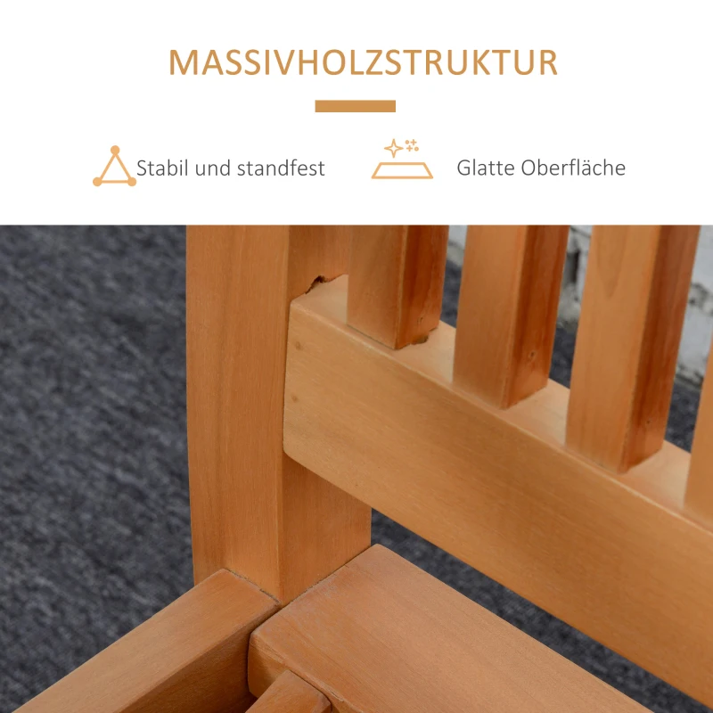 Outsunny Gartenbank 2-Sitzer Sitzbank aus Holz Parkbank bis 200 kg Bank Terrassenbank mit Rückenlehnen Gartenmöbel Pappelholz Gelb 126,8 x 62 x 91,3 cm