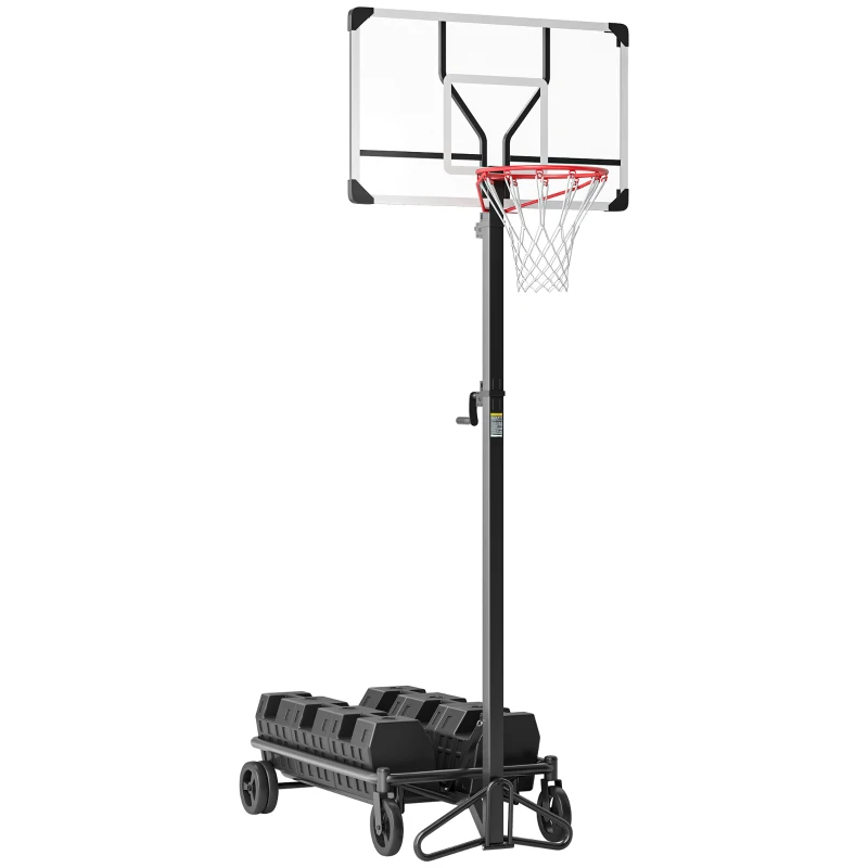 SPORTNOW Basketballständer, höhenverstellbar, Korbhöhe 130-310 cm, Schwarz