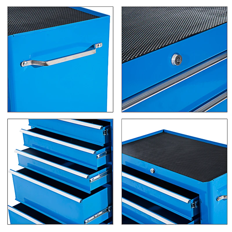 Homcom Servante d'Atelier sur Roulettes Bleu 68 x 39 x 71 cm