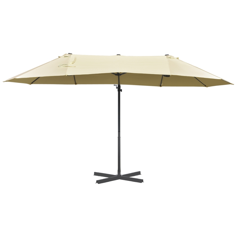 Outsunny Ombrellone Doppio in Acciaio e Poliestere Anti-UV Impermeabile Crema 440x270x250cm