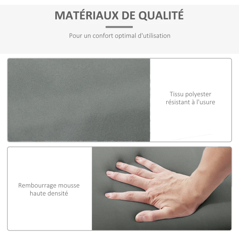 Outsunny Lot de 2 Matelas pour Chaise Longue transat Bain de Soleil avec Sangles d'attache pour Jardin MATELAS UNIQUEMENT dim.196L x 55l cm Gris foncé
