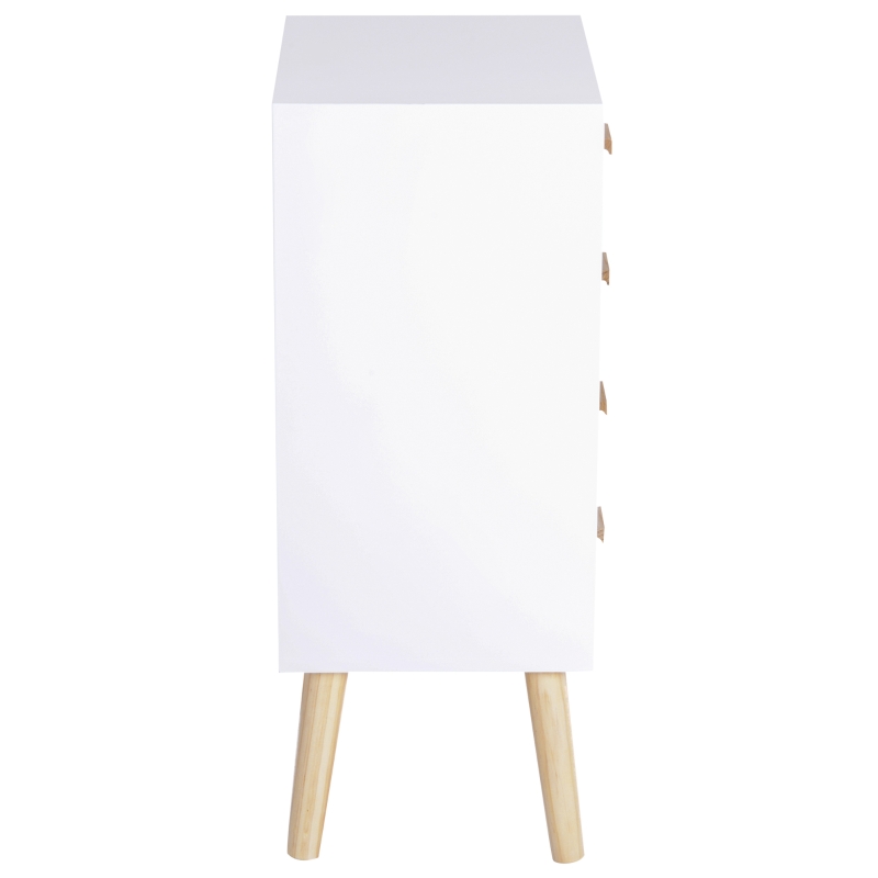 HOMCOM 4 Drawers Bedside Cabinet Wooden Table Storage Chest Organiser Night Stand Scandinavian Nordic Style Home Furniture