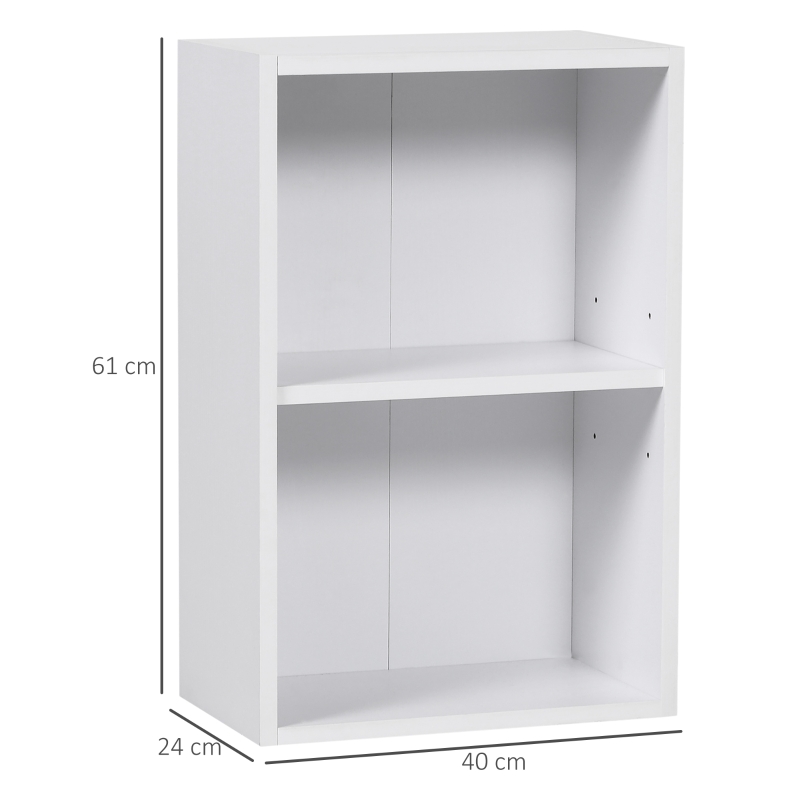 HOMCOM Libreria Bassa in Legno, Mobiletto Multiuso Design Moderno Bianco con Ripiano Regolabile 40x24x61cm