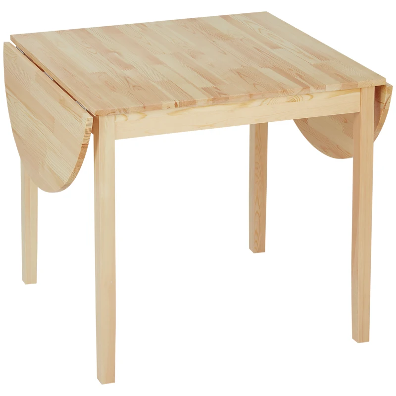 HOMCOM 4-6 Person Wooden Drop-Leaf Table - Natural Finish