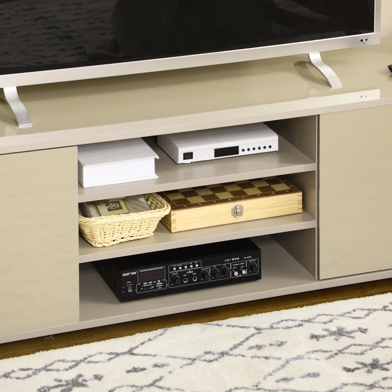 HOMCOM Mobile TV Basso per TV 70" max in MDF Grigio con 3 Ripiani Aperti e 2 Armadietti, 160x39x41.2 cm