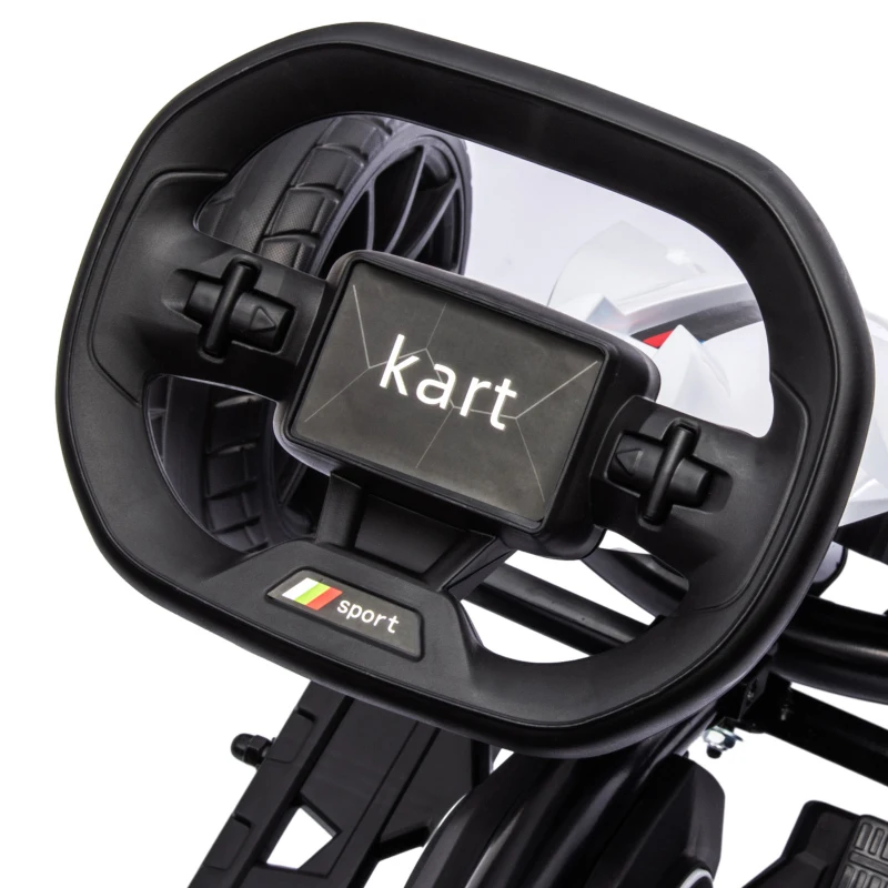 HOMCOM Kart Coche Eléctrico Infantil 12V de 3 a 8 Años Velocidad 3-5km/h y Cinturón de Seguridad 100x58x58,5cm Blanco(m-9)