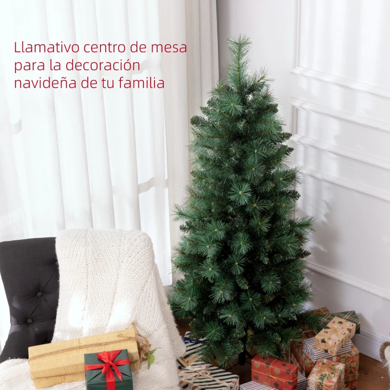HOMCOM Árbol de Navidad 152 cm Árbol de Navidad Artificial con 354 Ramas y Patas de Metal para Interior Verde