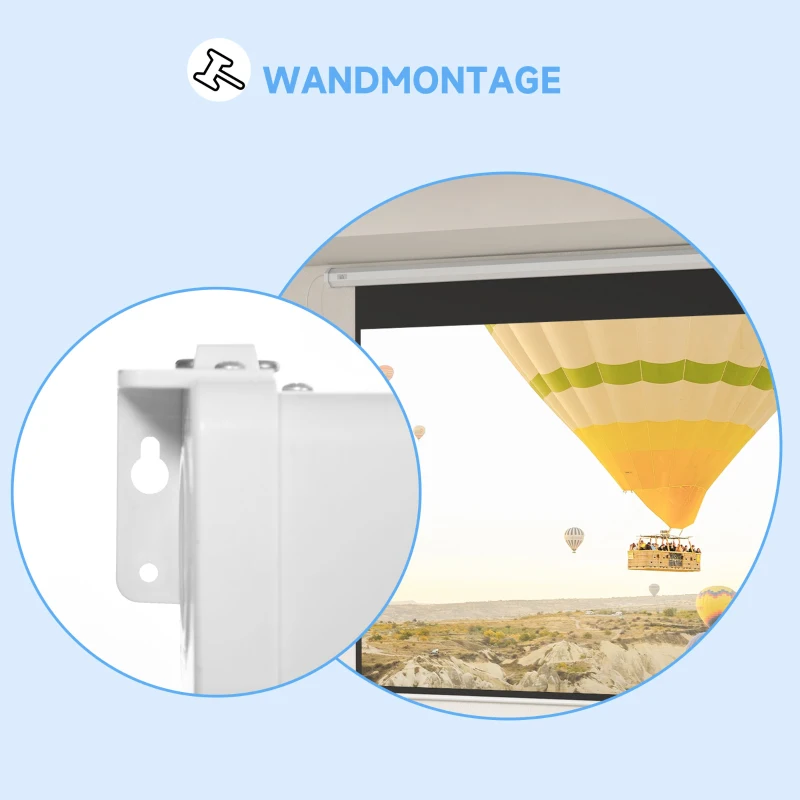 HOMCOM Beamer-Leinwand, 16:9 Format, Fernbedienung, 266 x 149 cm (120 Zoll), Weiß(m-7)