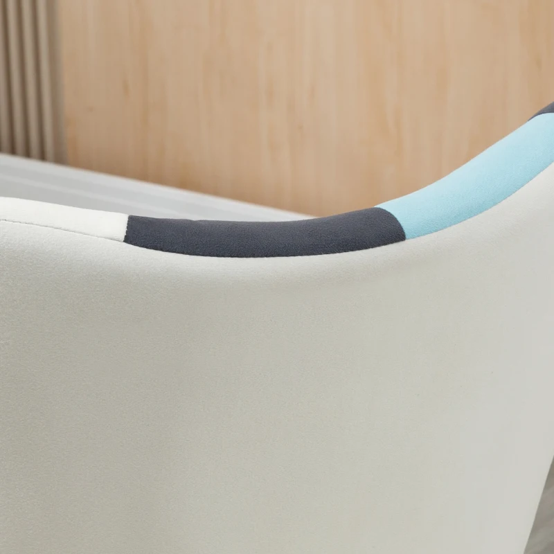 HOMCOM Poltroncina da Camera in Velluto Trapuntato e Gambe in Legno, 66x76x98cm, Multicolore