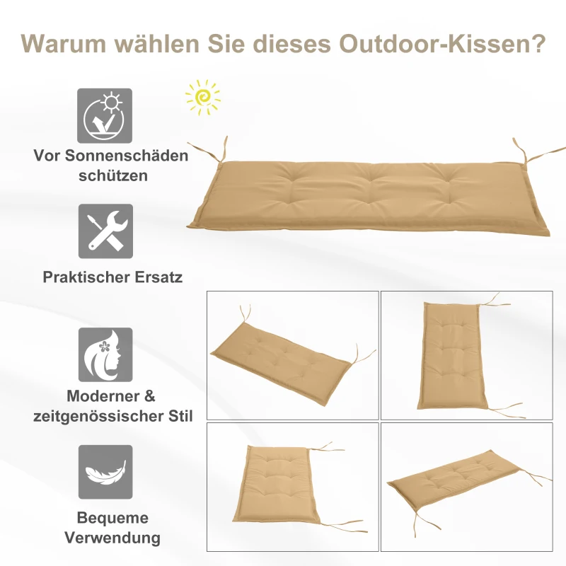 Outsunny Bankauflage Gartenmöbel-Polster Polsterauflage, 120 x 50 x 5 cm, Beige