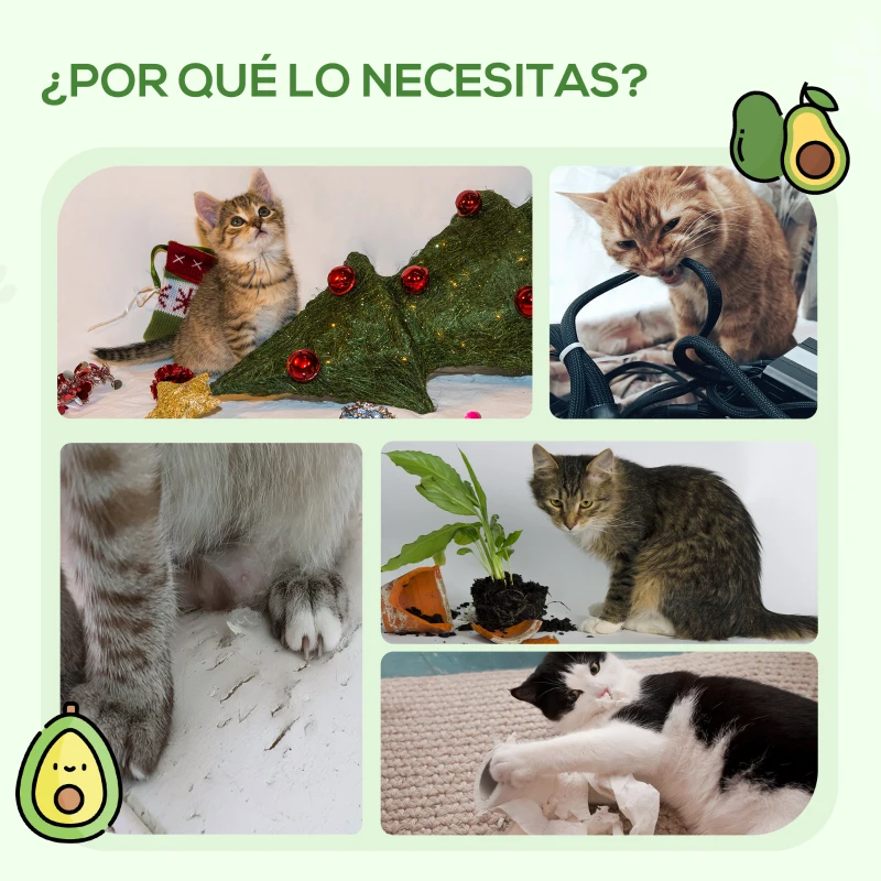 PawHut Árbol Rascador para Gatos con Cama en Forma de Aguacate Plataforma Postes de Sisal y Bola Colgante Ø44x83cm Verde
