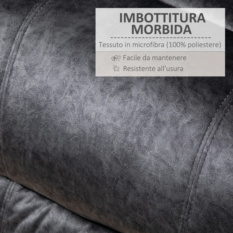 HOMCOM Poltrona Relax Reclinabile Manuale in Tessuto con Poggiapiedi Estraibile e Tasca Laterale, Nero