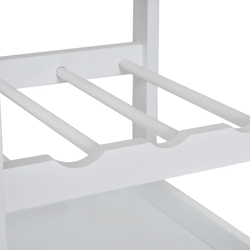 HOMCOM Carrito de Cocina Carro de Servicio Multifuncional de 4 Niveles con Ruedas Cajón Estantes y Botellero 37x37x76 cm Blanco