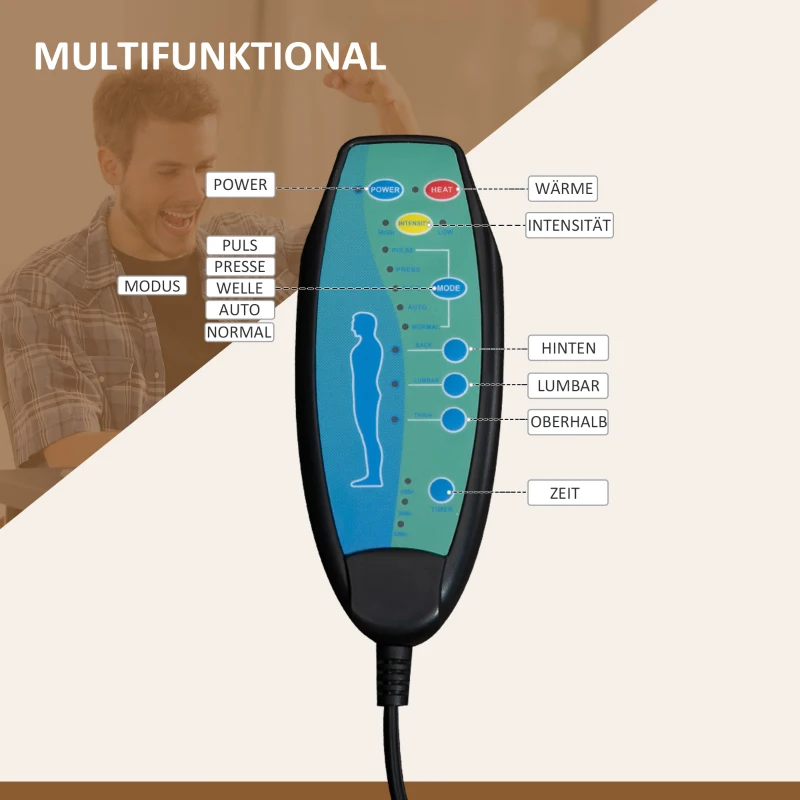 Vinsetto Bürostuhl mit Massagefunktion, Ergonomischer Schreibtischstuhl mit Liegefunktion, Heizfunktion, Seitentasche, Cremeweiß(m-8)