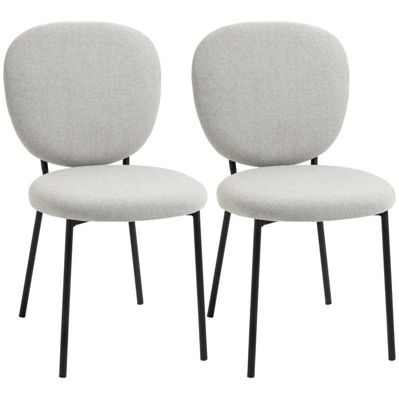 HOMCOM Juego de 2 Sillas de Comedor con Respaldo y Patas de Acero para Salón Cocina Carga 120 kg 46x59x82 cm Gris Claro