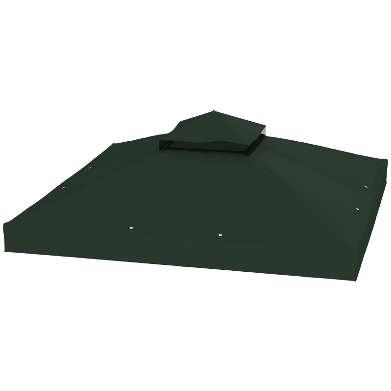 Outsunny Toldo de Recambio 3x3 m con Techo Doble con Orificios de Drenaje y Protección UPF30+ Verde Solo Toldo NO Incluye Marco