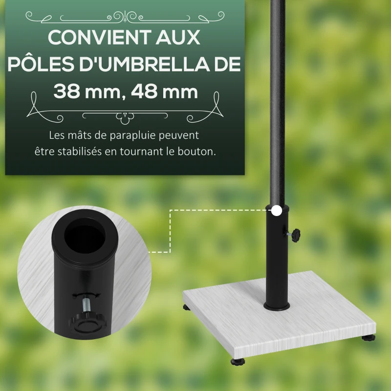 Outsunny Pied de parasol base de lestage en métal avec patins réglables - dim. 40L x 40l x 37H cm pour mât de Ø38 et Ø48mm