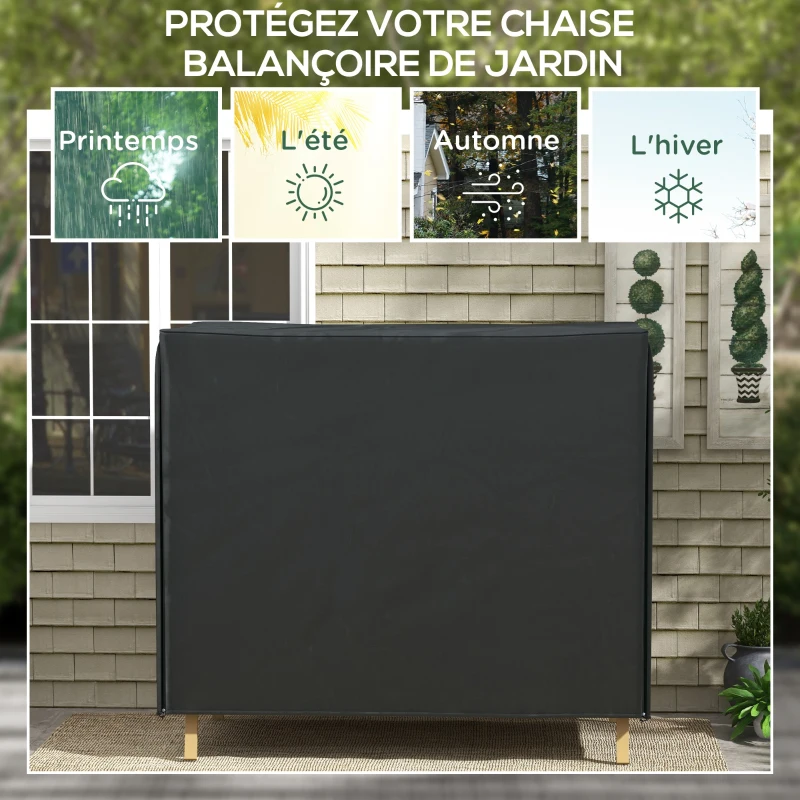Outsunny Housse de Protection balancelle de Jardin 3 places, bâche étanche et anti-UV 420D, dim. 2,20L x 1,25l x 1,72H m PE Noir