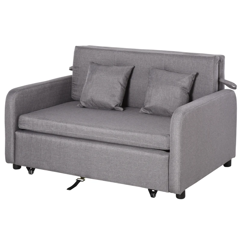 HOMCOM Schlafsofa für 2 Personen, mit Stauraum, leichter Umbau, flexibles Design, Grau