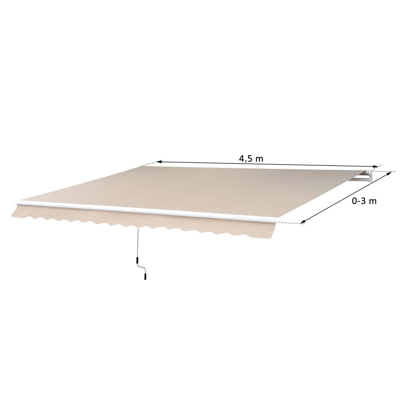 Outsunny Gelenkarmmarkise Verstellbare Klemmmarkise Terrassenmarkise 4,5 x 3m Sonnenschutz mit Kurbel, Balkonmarkise, Beige