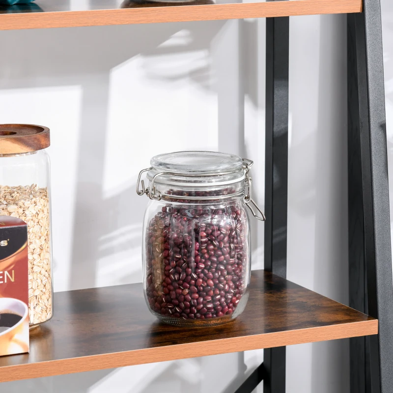 HOMCOM Estantería de Escalera Estantería Industrial Librería con 4 Estantes para Libros para Salón 60x35x145 cm Marrón Rústico