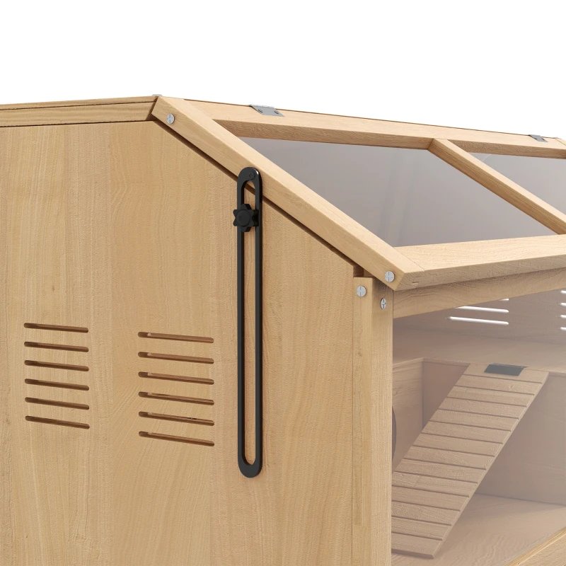 PawHut Gabbia per Criceti con Piattaforma, Scalette, Capanna e Ponte, in Legno di Abete, 85x45x44 cm