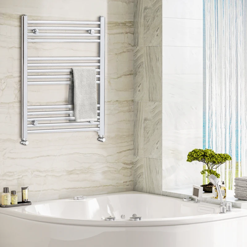 HOMCOM Handtuchheizung, Badheizkörper inkl. Montage-Bausatz, Farbe: Silber, 60 cm x 80 cm