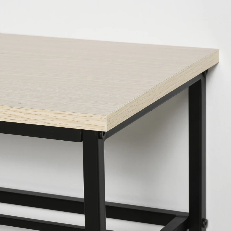 HOMCOM Mueble Recibidor Set de Zapatero y Perchero Montado en la Pared con 6 Ganchos y Plataforma para Entrada o Pasillo 75x30x45 cm Negro y Madera