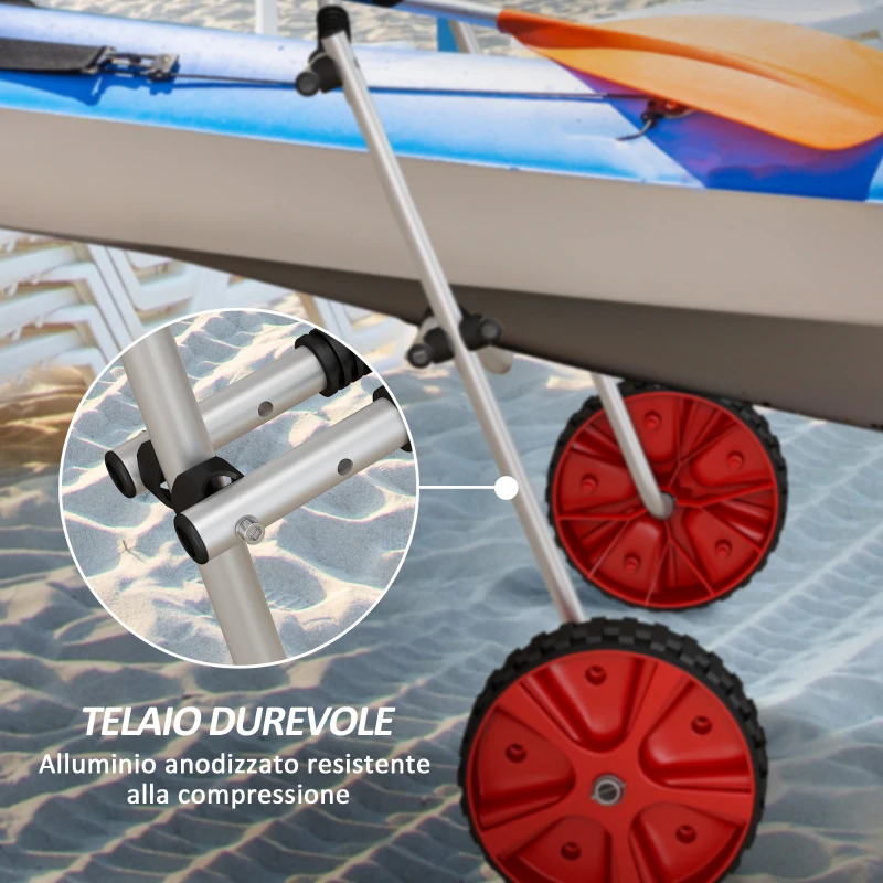 SPORTNOW Carrello Porta Kayak Regolabile su 3 Livelli in Alluminio per Canoa e SUP