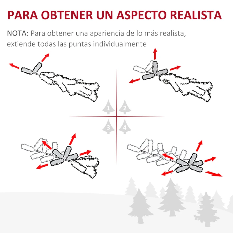 HOMCOM Árbol de Navidad 150 cm Árbol de Navidad Artificial Grande con 294 Puntas de Rama y Soporte de Metal Decoración Navideña para Interiores Fácil de Montar Verde