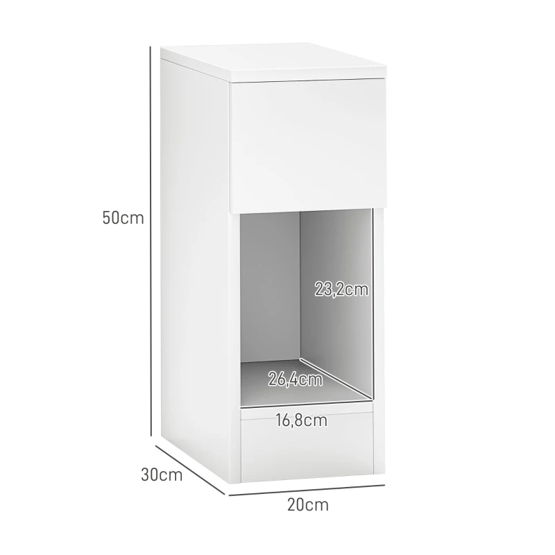 HOMCOM Nachttisch, moderner Beistelltisch mit Schublade und Regal, für Schlafzimmer, Wohnzimmer, Holz, Weiß