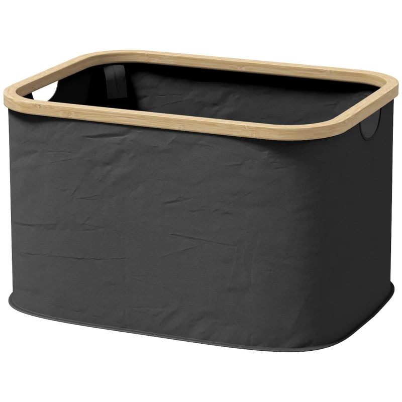 HOMCOM Cesto de la Ropa Sucia Plegable 36 L con Asas para Baño Dormitorio Lavadero 44,3x33,3x26,5 cm Negro