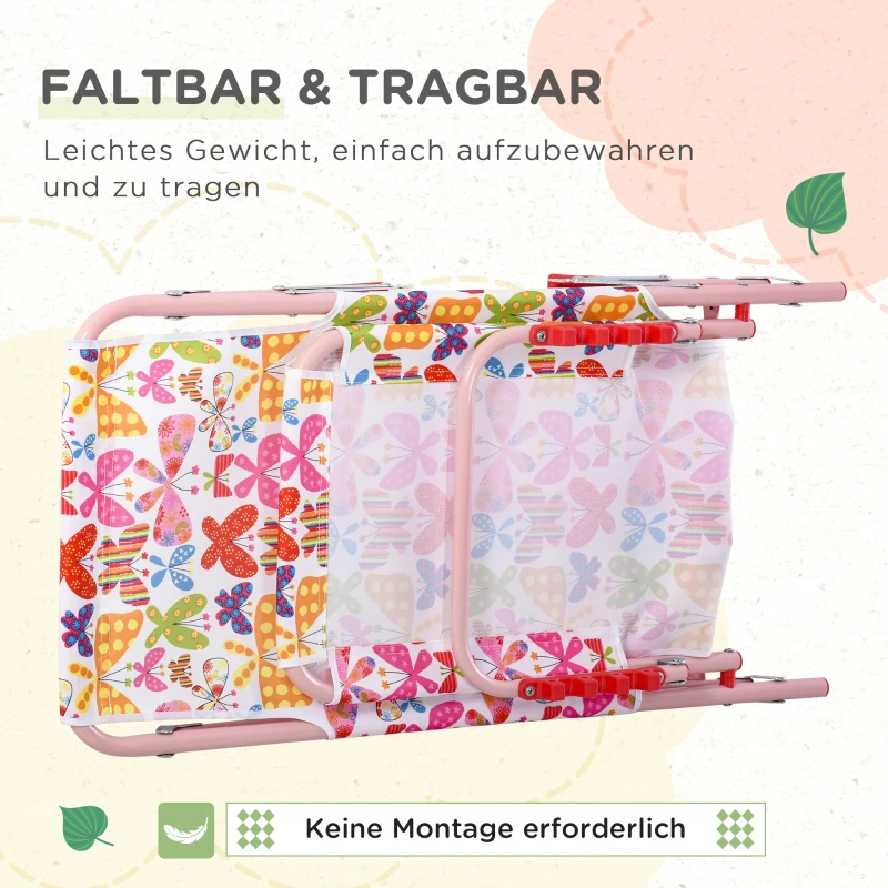 Outsunny Gartenmöbel-Set für Kinder, 1 Hollywoodschaukel, 1 Sonnenliege, für Kinder von 3 -8 Jahren, Rosa