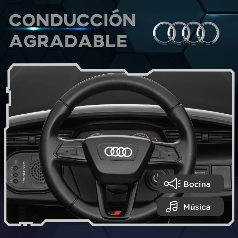 AIYAPLAY Coche Eléctrico para Niños Audi Q8 etron sportback con Batería 12V Mando a Distancia Faros Bocina y Música Negro