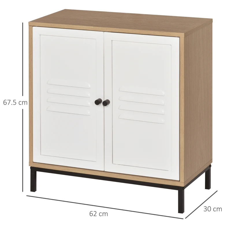Vinsetto Armadietto Portadocumenti Cassettiera da Ufficio in Legno e Metallo Bianco con 2 Ante, Ripiano Regolabile, 62x30x67.5cm