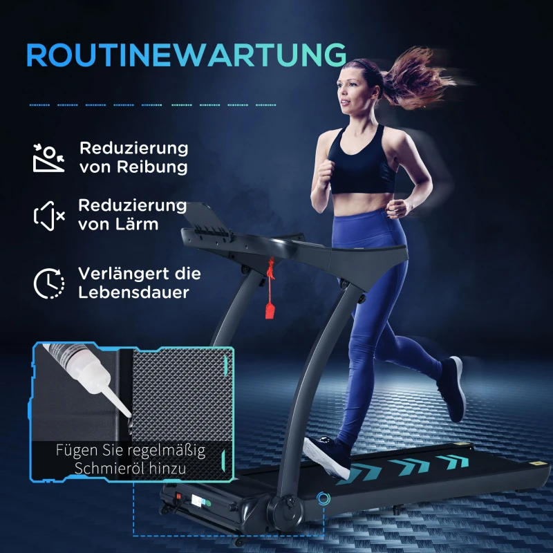 HOMCOM Laufband Klappbar elektrisch 550 W 1-12 km/h 2HP LCD-Display Handyhalterung geeignet für Home Gym Indoor Fitness leicht zu bewegen und zu lagern Schwarz 153 x 77 x 124 cm