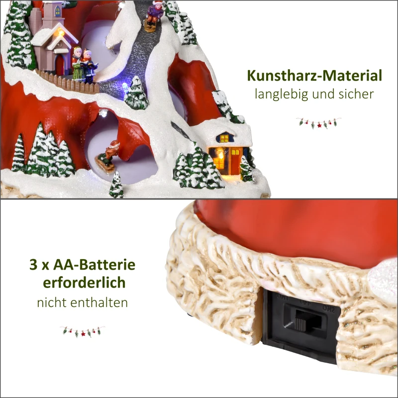 HOMCOM Weihnachtsdorf Weihnachtsdekoration mit LED Beleuchtung Musik Weihnachtsstadt Weihnachten Basteln LED mehrfarbig 19 x 18,5 x 24 cm