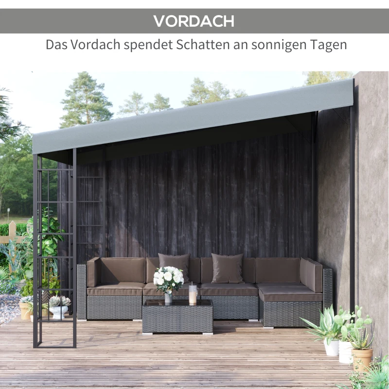 Outsunny Pergola 4 x 3 m Gartenpavillon Pavillon Überdachung Zelt Metall Polyester Grau