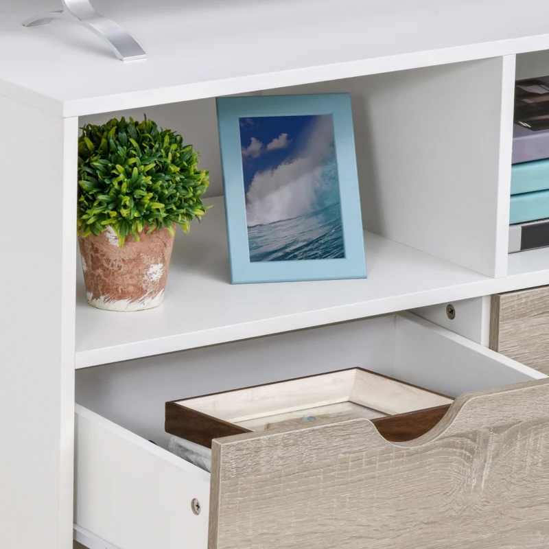 HOMCOM TV Stand Cabinet for TVs up to 42", Modern TV Unit with Shelf, Drawers and Storage Cabinet, Entertainment Center for Living Room, Beige