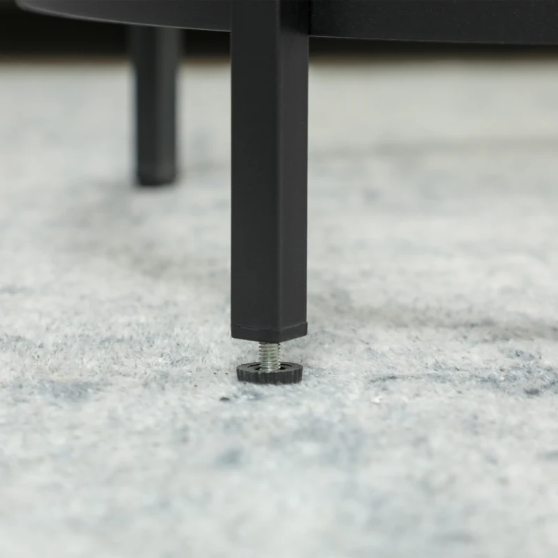 HOMCOM Runder Beistelltisch mit Glasplatte und Metallrahmen, kleiner Kaffeetisch für Wohnzimmer, Schlafzimmer, Schwarz