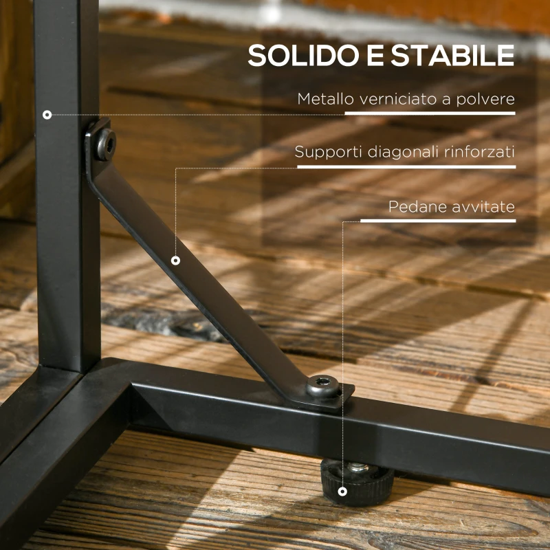 Outsunny Legnaia da Esterno in Metallo con Tetto in Policarbonato, Capacità 2100kg, 185x67x185, Nero