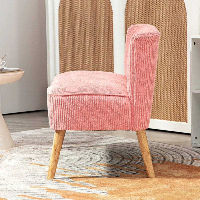 HOMCOM Zweisitzer-Sofa, elegantes Skandi Design, massiver Holzrahmen, bis 150 kg, 117 x 56,5 x 77 cm, Rosa(m-8)