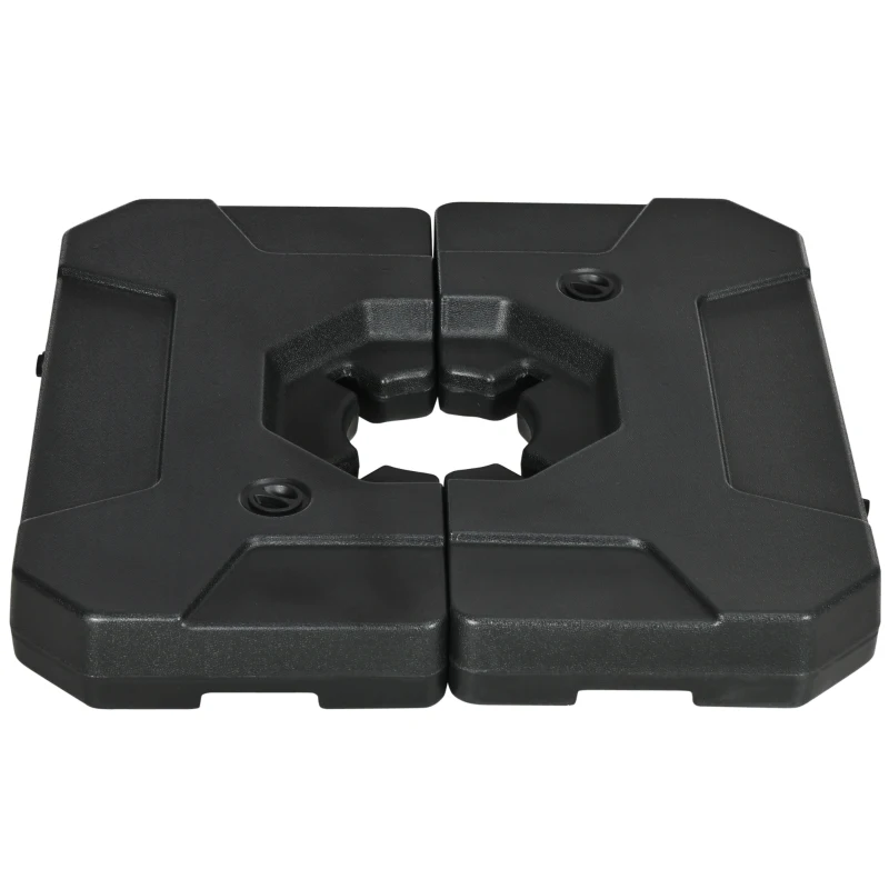 Outsunny Set 2 Piastre Base per Ombrellone da Giardino Riempibile con Acqua e Sabbia, Nero