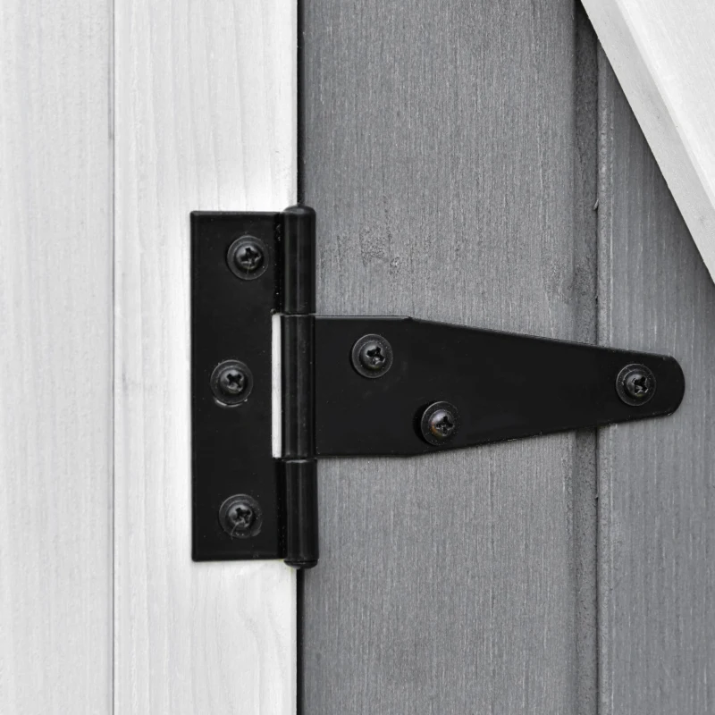 Outsunny Gartenschrank Geräteschuppen mit 2 Tür Geräteschrank mit Asphaltdach Gartenlagerschrank Antidumping Design mit Bodennägel Tannenholz Grau+Weiß 139 x 75 x 160 cm