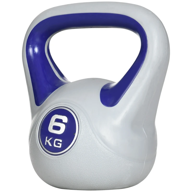SPORTNOW Kettlebell 6kg con Rivestimento Morbido e Base Piatta in PU e Sabbia, 20x13x22cm, Viola