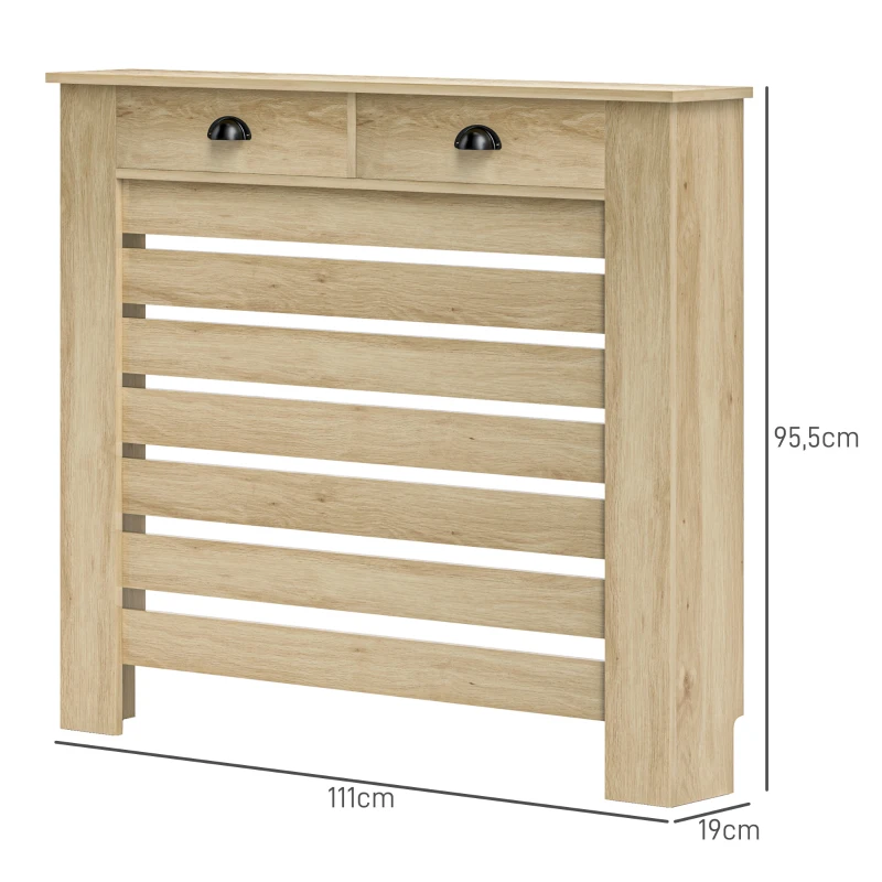 HOMCOM Cubre Radiadores de MDF con Cajón Cubierta para Radiador para Salón Dormitorio Pasillo 111x19x95,5 cm Roble(m-3)