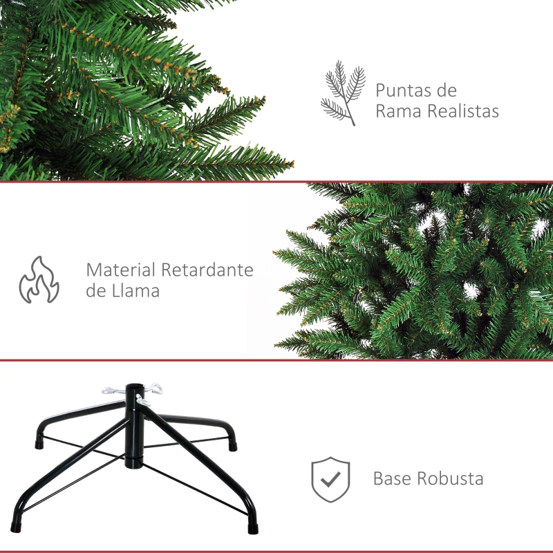 HOMCOM Árbol de Navidad Artificial Árbol con Soporte 210cm 865 Ramas Verde