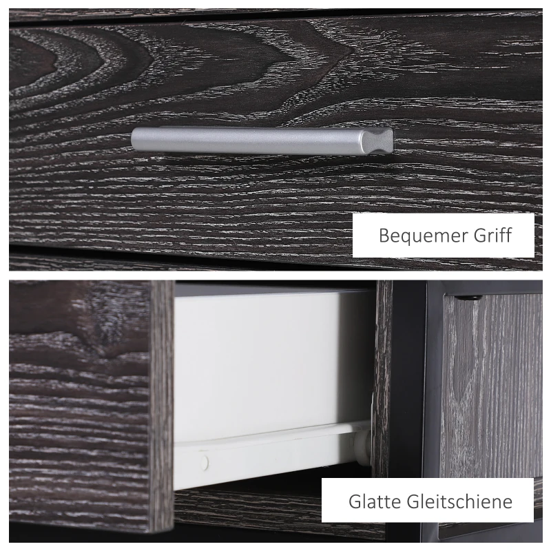 HOMCOM Konsolentisch Eingangstisch Beistelltisch 2 Schubladen Unterregal Stahl Grau 120 x 30 x 81,5 cm