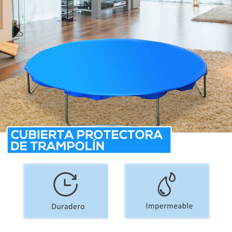 HOMCOM Funda proteccion impermeable para cama elastica trampolines, diametro ø 244cm, Color AZUL