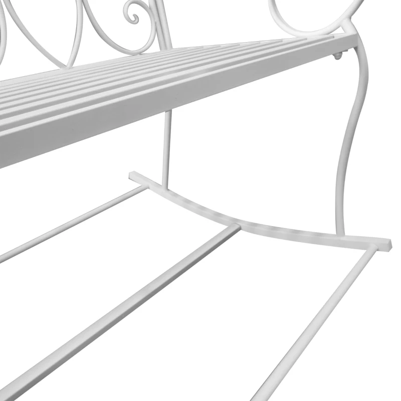 Outsunny Panchina a Dondolo da Esterno, Dondolo 2 Posti Biposto da Giardino stile Shabby in Metallo 103 x 74.5 x 88cm, Bianco